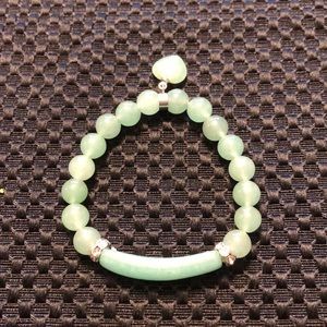 Aventurine stretch bracelet with heart charm!